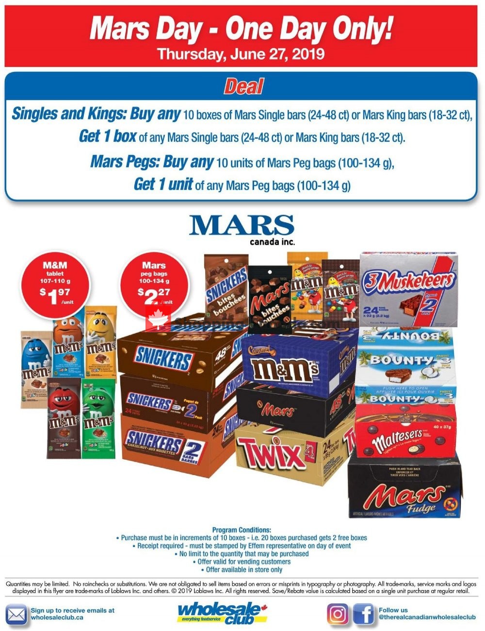 Wholesale Club flyer from Thursday June 27, 2019 to Thursday June 27, 2019 - page 1