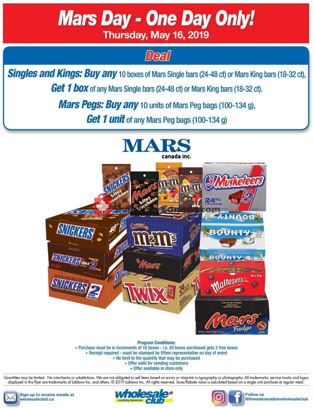 Wholesale Club flyer from Thursday May 16, 2019 to Thursday May 16, 2019 - page 1