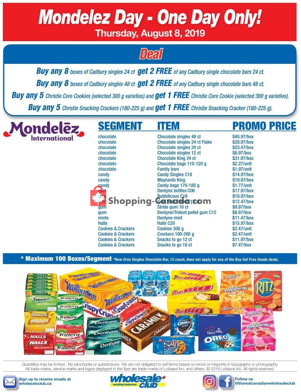 Wholesale Club flyer from Thursday August 8, 2019 to Thursday August 8, 2019 - page 1