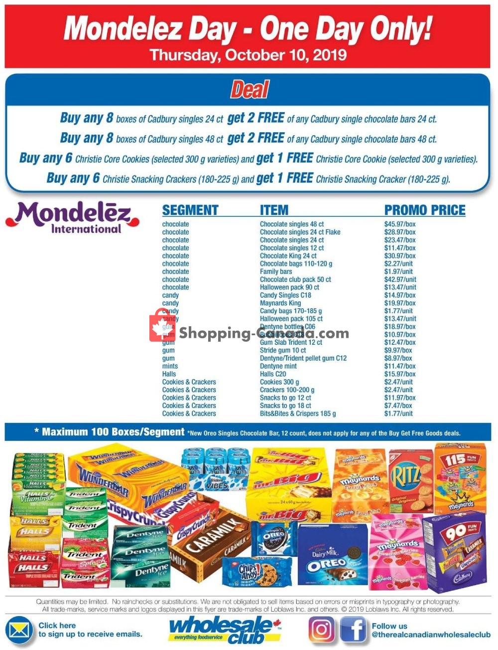 Wholesale Club flyer from Thursday October 10, 2019 to Thursday October 10, 2019 - page 1