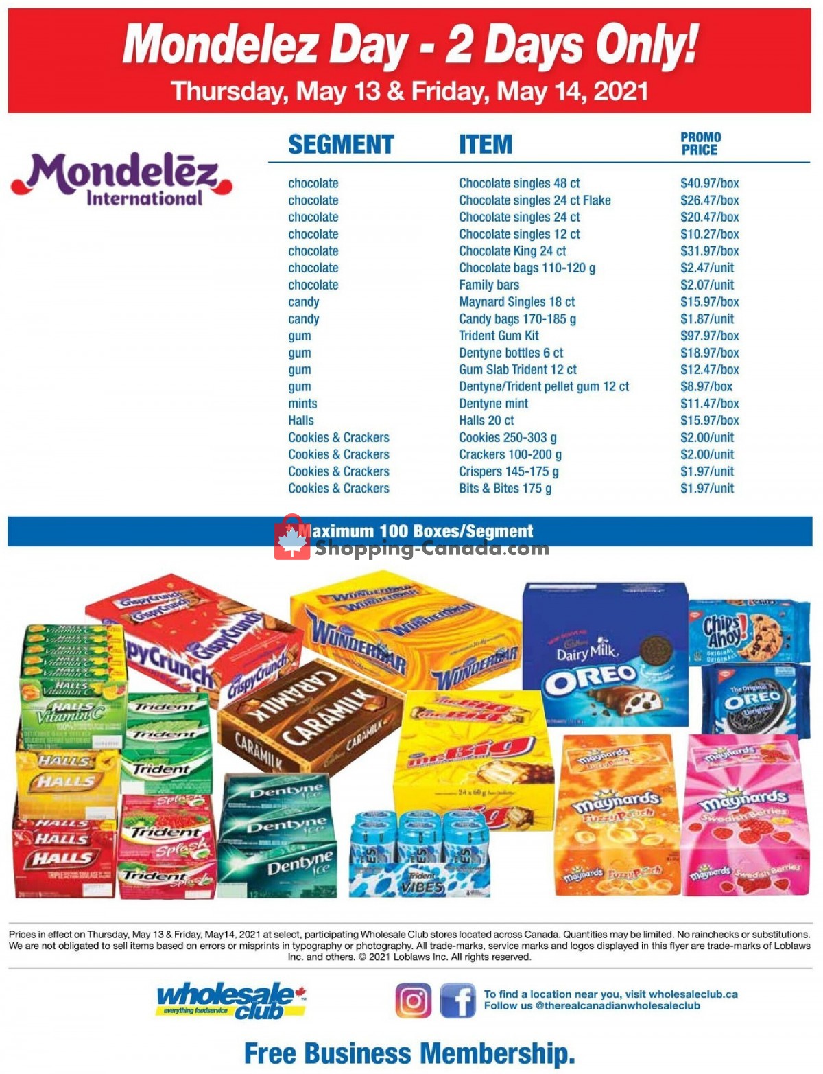 Wholesale Club flyer from Thursday May 13, 2021 to Friday May 14, 2021 - page 1