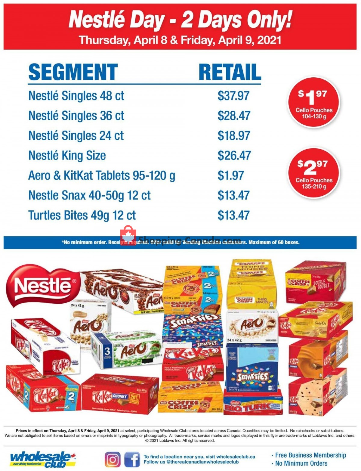 Wholesale Club flyer from Thursday April 8, 2021 to Friday April 9, 2021 - page 1