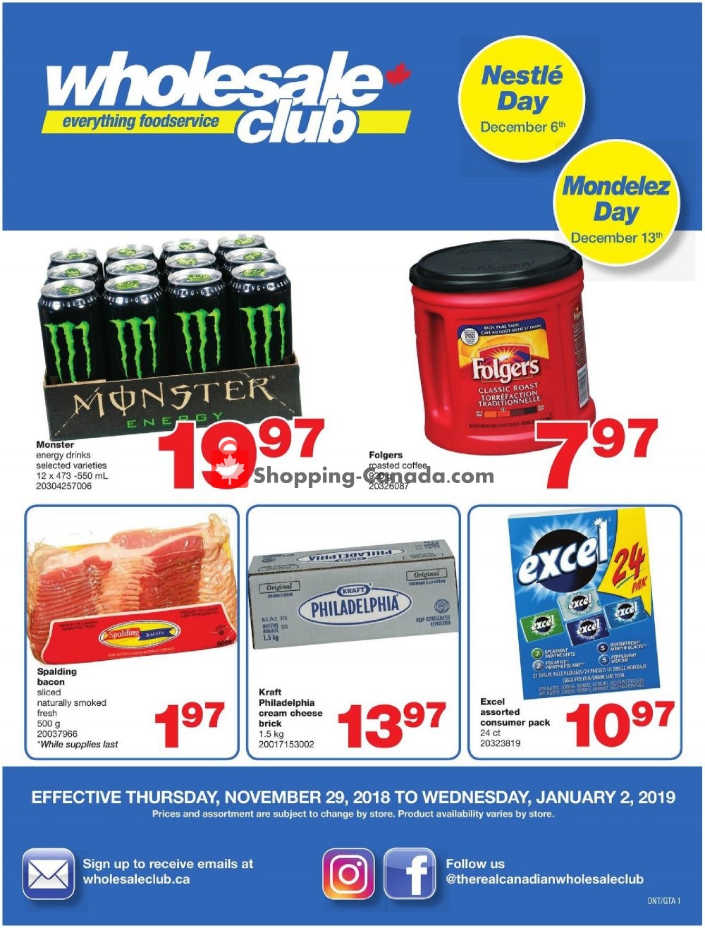 Wholesale Club flyer from Thursday November 29, 2018 to Wednesday January 2, 2019 - page 1