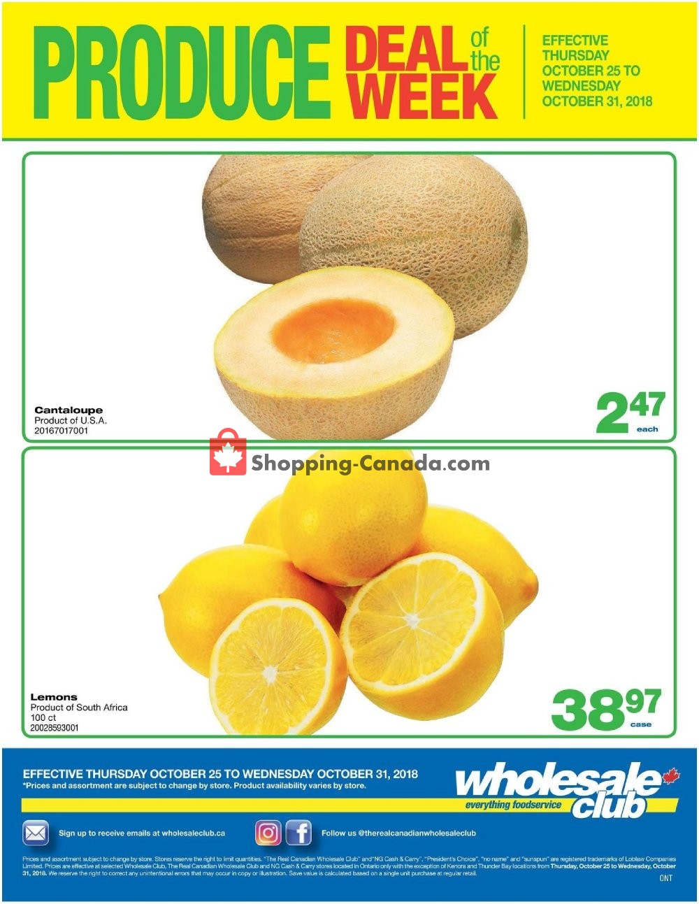 Wholesale Club flyer from Thursday October 25, 2018 to Wednesday October 31, 2018 - page 1