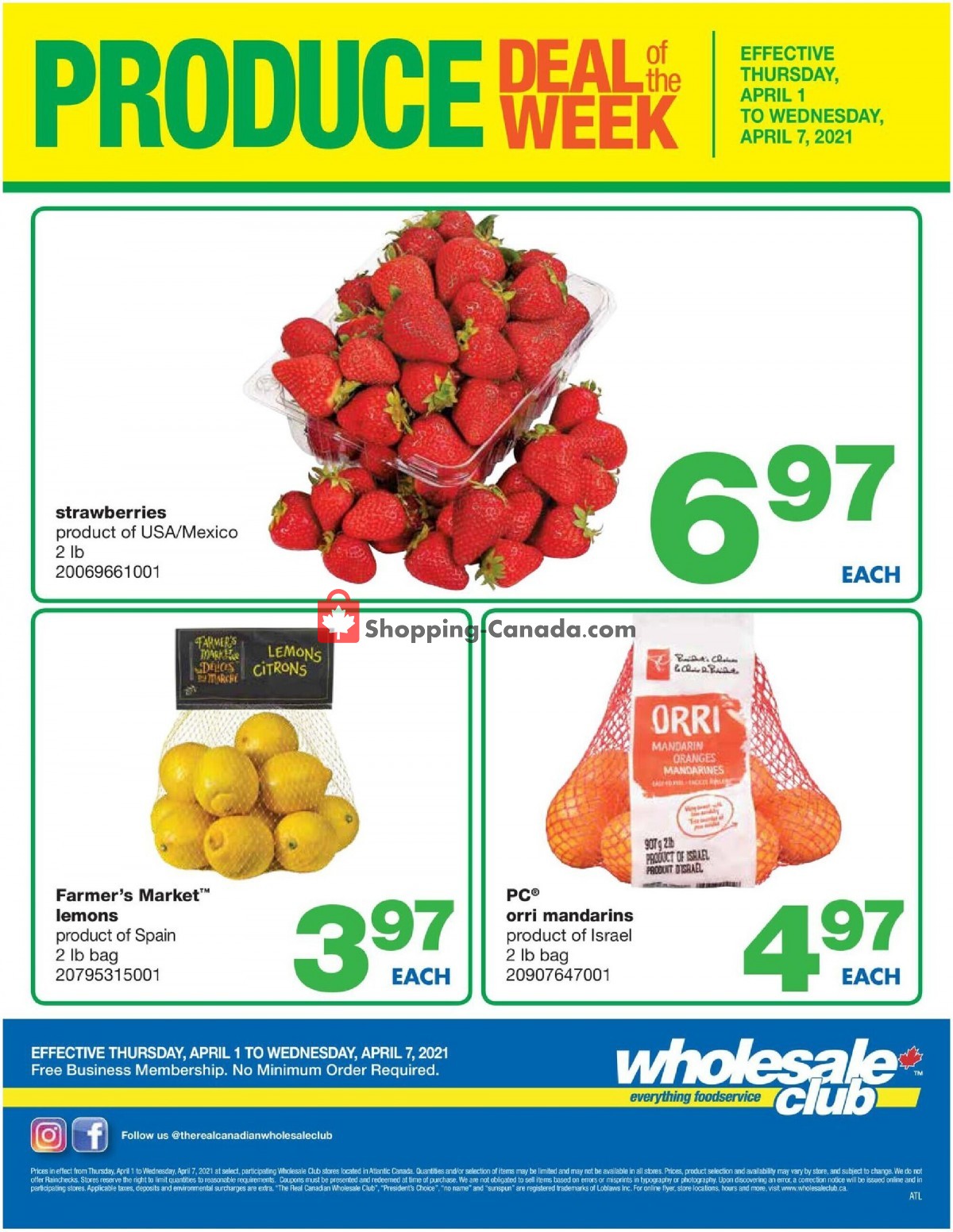 Wholesale Club flyer from Thursday April 1, 2021 to Wednesday April 7, 2021 - page 1