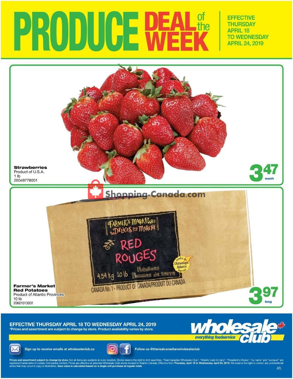 Wholesale Club flyer from Thursday April 18, 2019 to Wednesday April 24, 2019 - page 1