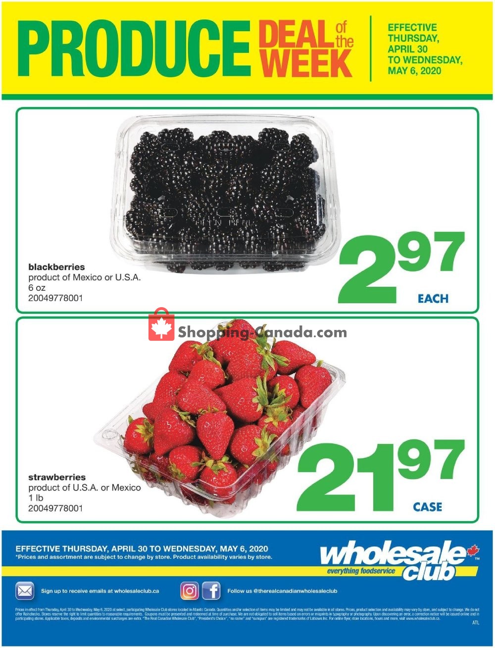 Wholesale Club flyer from Thursday April 30, 2020 to Wednesday May 6, 2020 - page 1