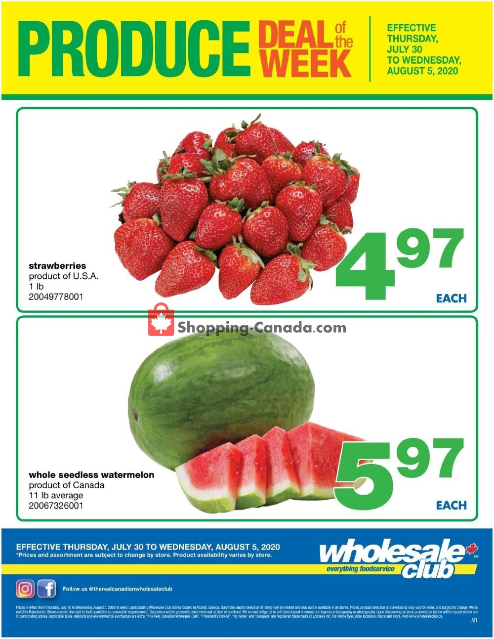 Wholesale Club flyer from Thursday July 30, 2020 to Wednesday August 5, 2020 - page 1