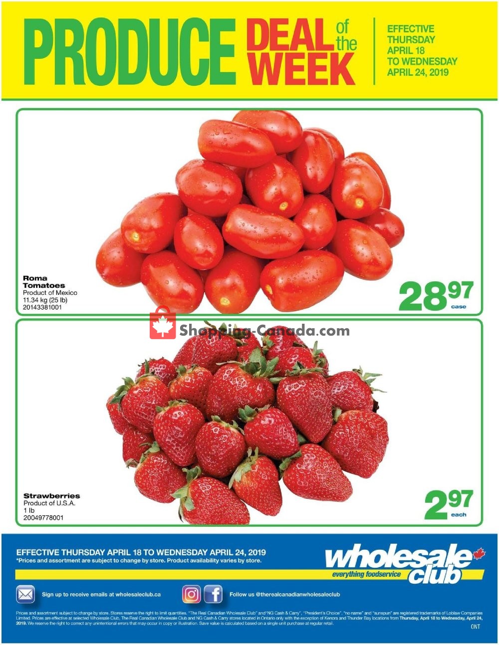 Wholesale Club flyer from Thursday April 18, 2019 to Wednesday April 24, 2019 - page 1