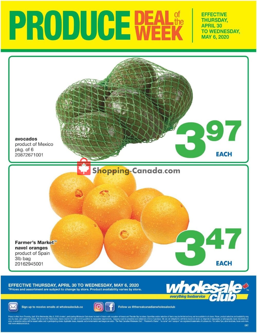 Wholesale Club flyer from Thursday April 30, 2020 to Wednesday May 6, 2020 - page 1