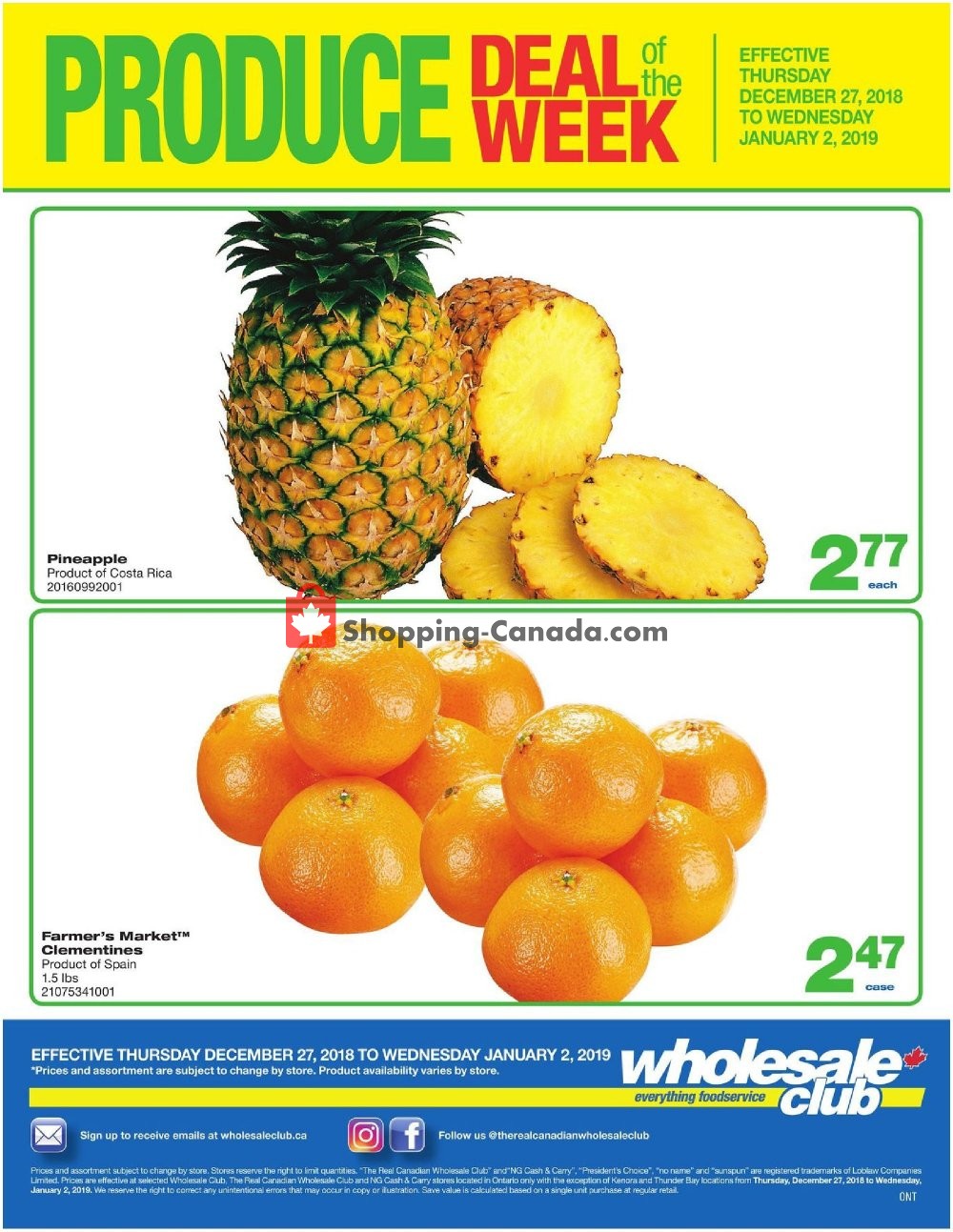 Wholesale Club flyer from Thursday December 27, 2018 to Wednesday January 2, 2019 - page 1