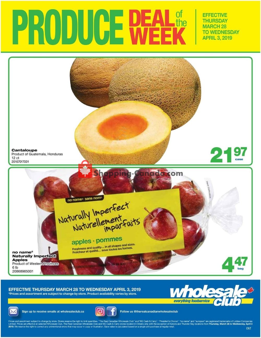 Wholesale Club flyer from Thursday March 28, 2019 to Wednesday April 3, 2019 - page 1