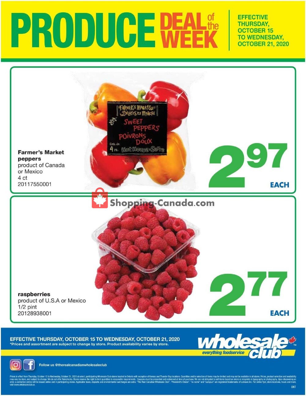 Wholesale Club flyer from Thursday October 15, 2020 to Wednesday October 21, 2020 - page 1