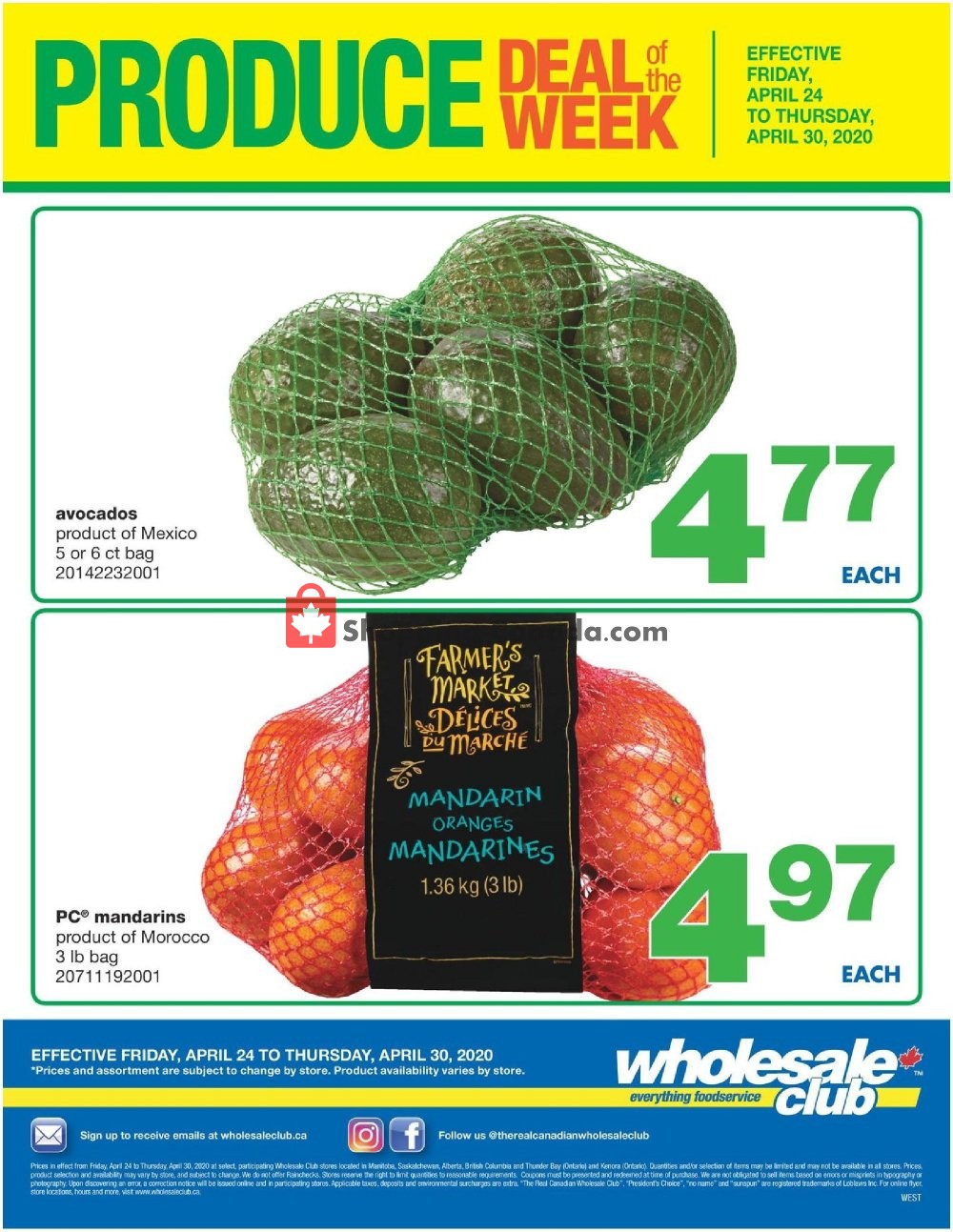 Wholesale Club flyer from Friday April 24, 2020 to Thursday April 30, 2020 - page 1