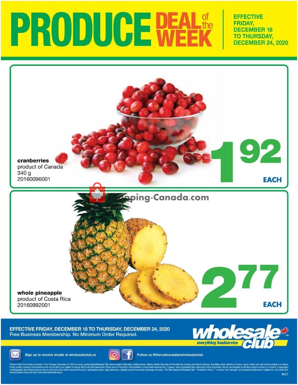 Wholesale Club flyer from Friday December 18, 2020 to Thursday December 24, 2020 - page 1