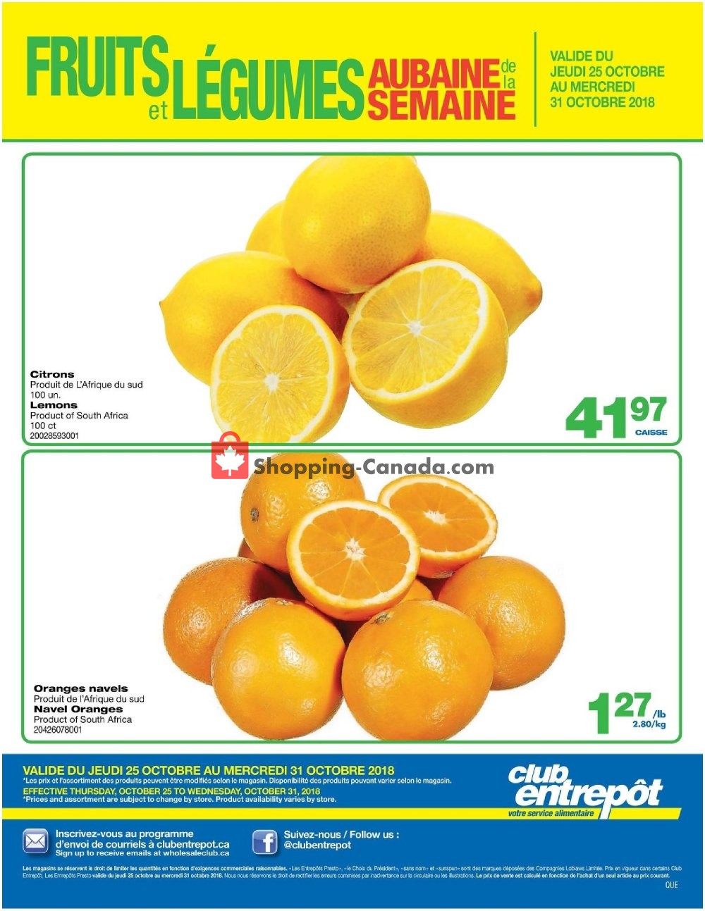 Wholesale Club flyer from Thursday October 25, 2018 to Wednesday October 31, 2018 - page 1