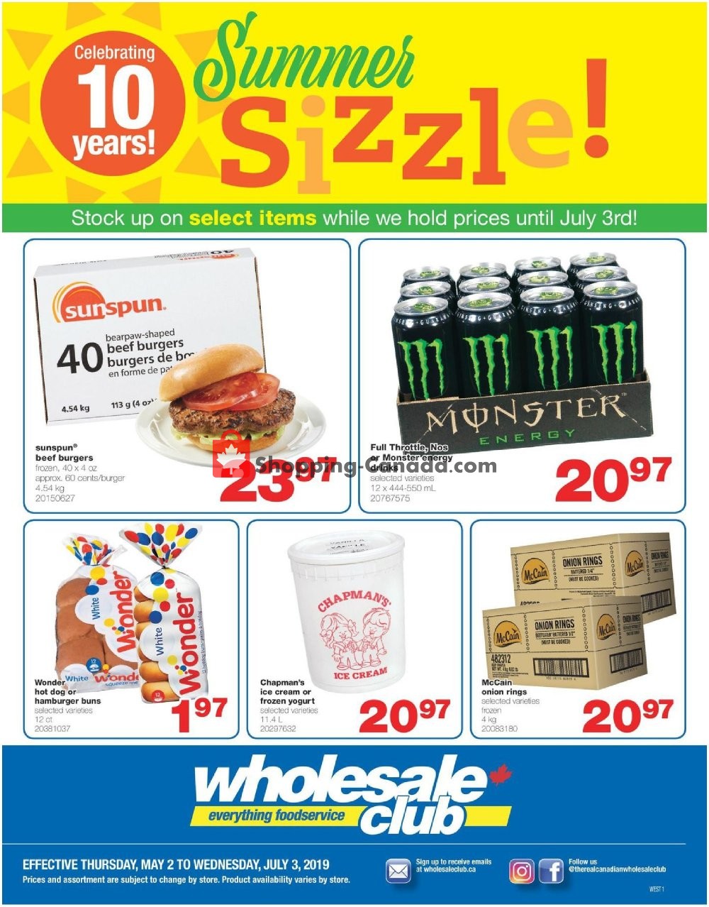 Wholesale Club flyer from Thursday May 2, 2019 to Wednesday July 3, 2019 - page 1