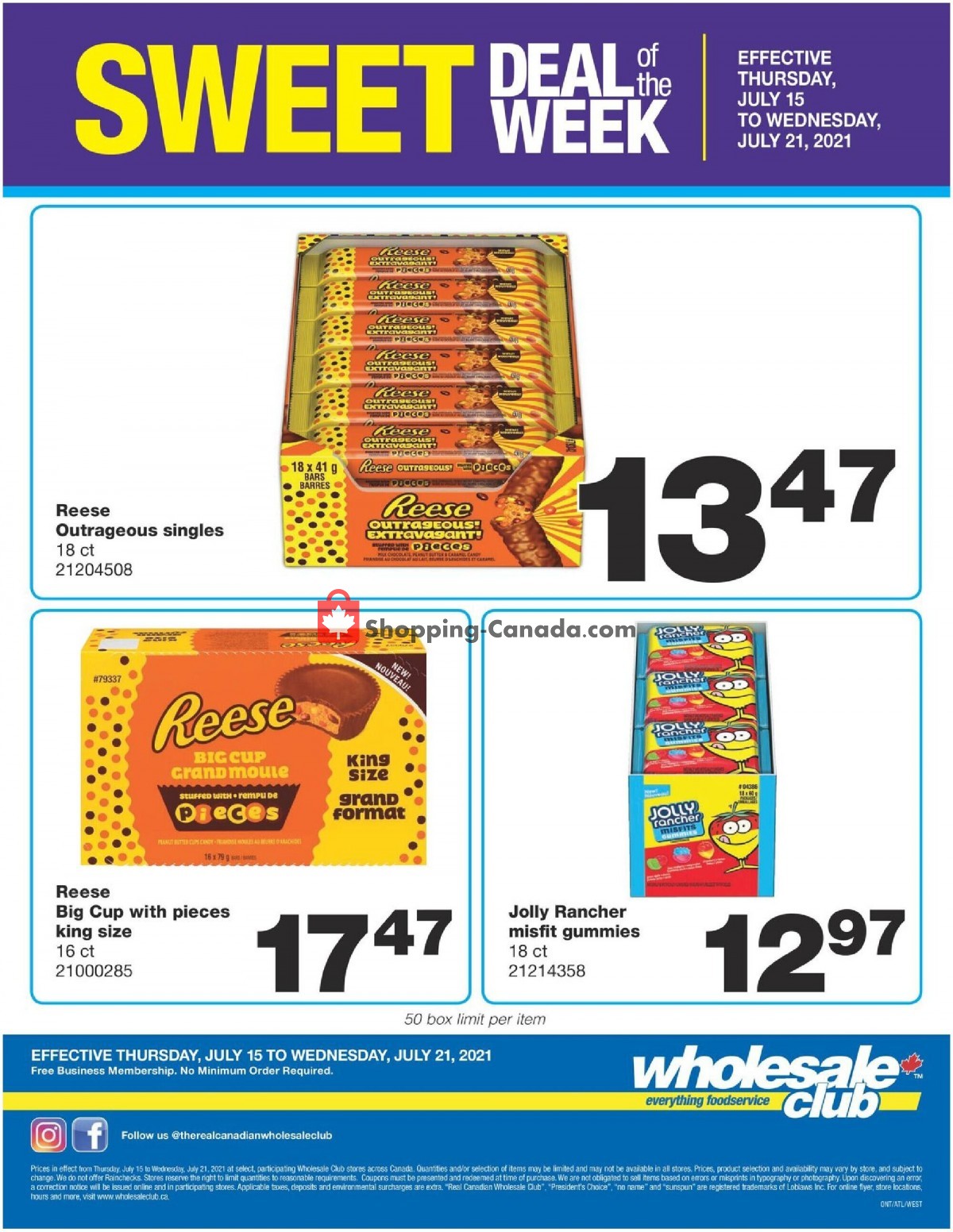 Wholesale Club flyer from Thursday July 15, 2021 to Wednesday July 21, 2021 - page 1