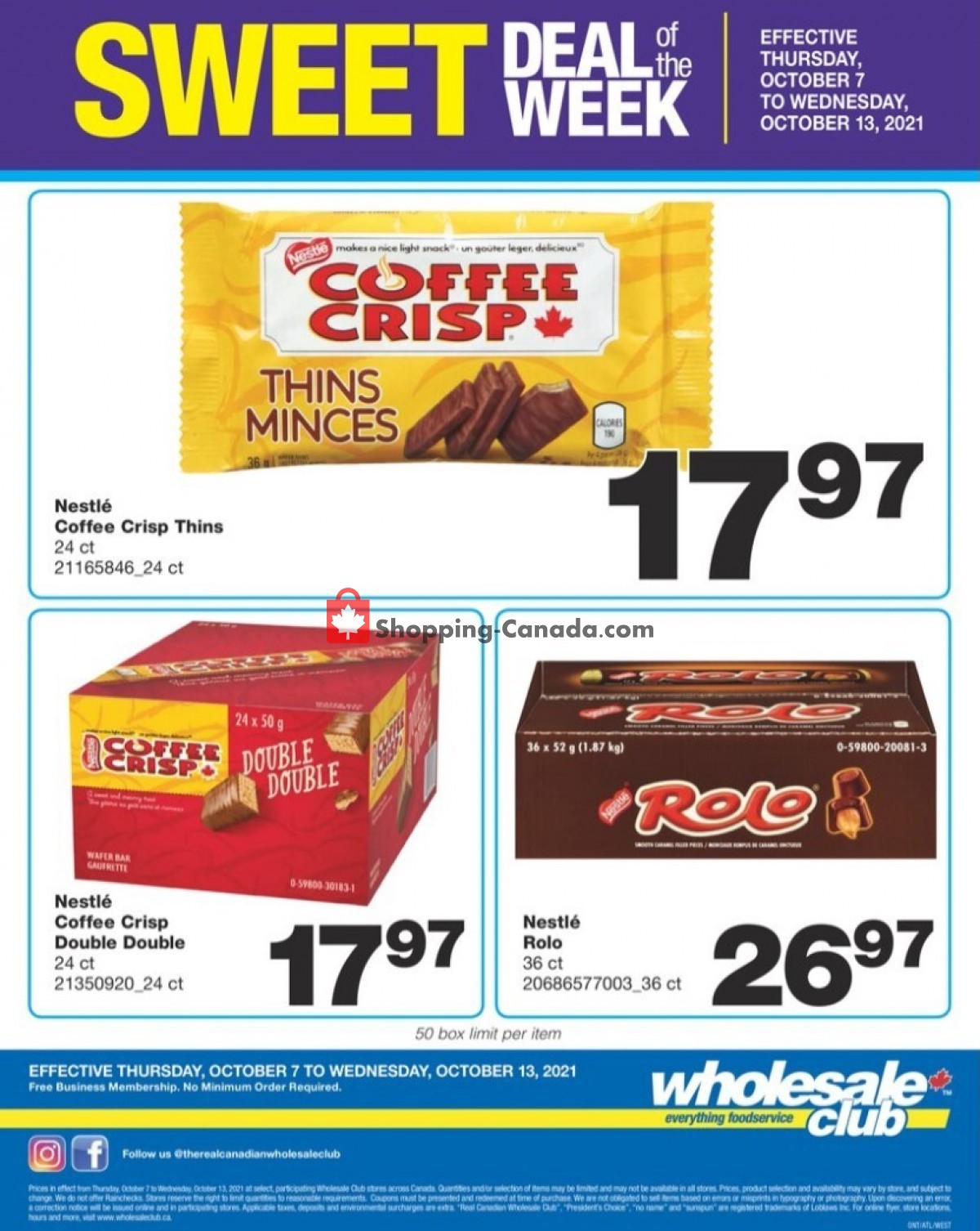 Wholesale Club flyer from Thursday October 7, 2021 to Wednesday October 13, 2021 - page 1