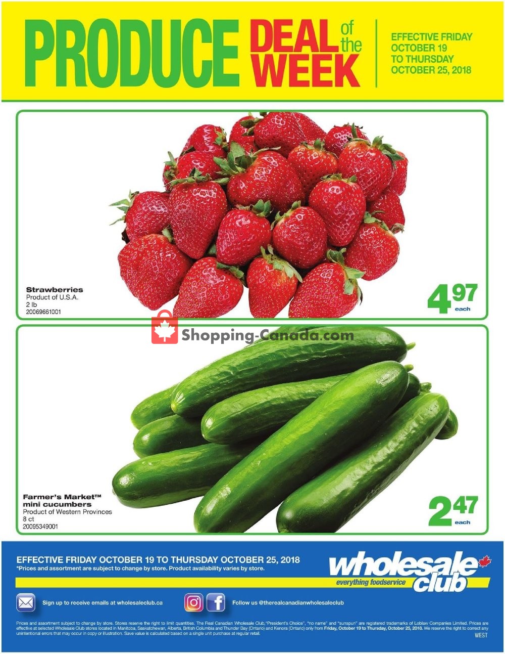 Wholesale Club flyer from Friday October 19, 2018 to Thursday October 25, 2018 - page 1