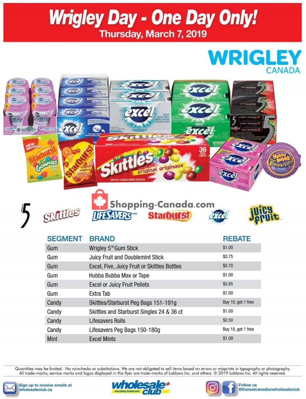 Wholesale Club flyer from Thursday March 7, 2019 to Thursday March 7, 2019 - page 1