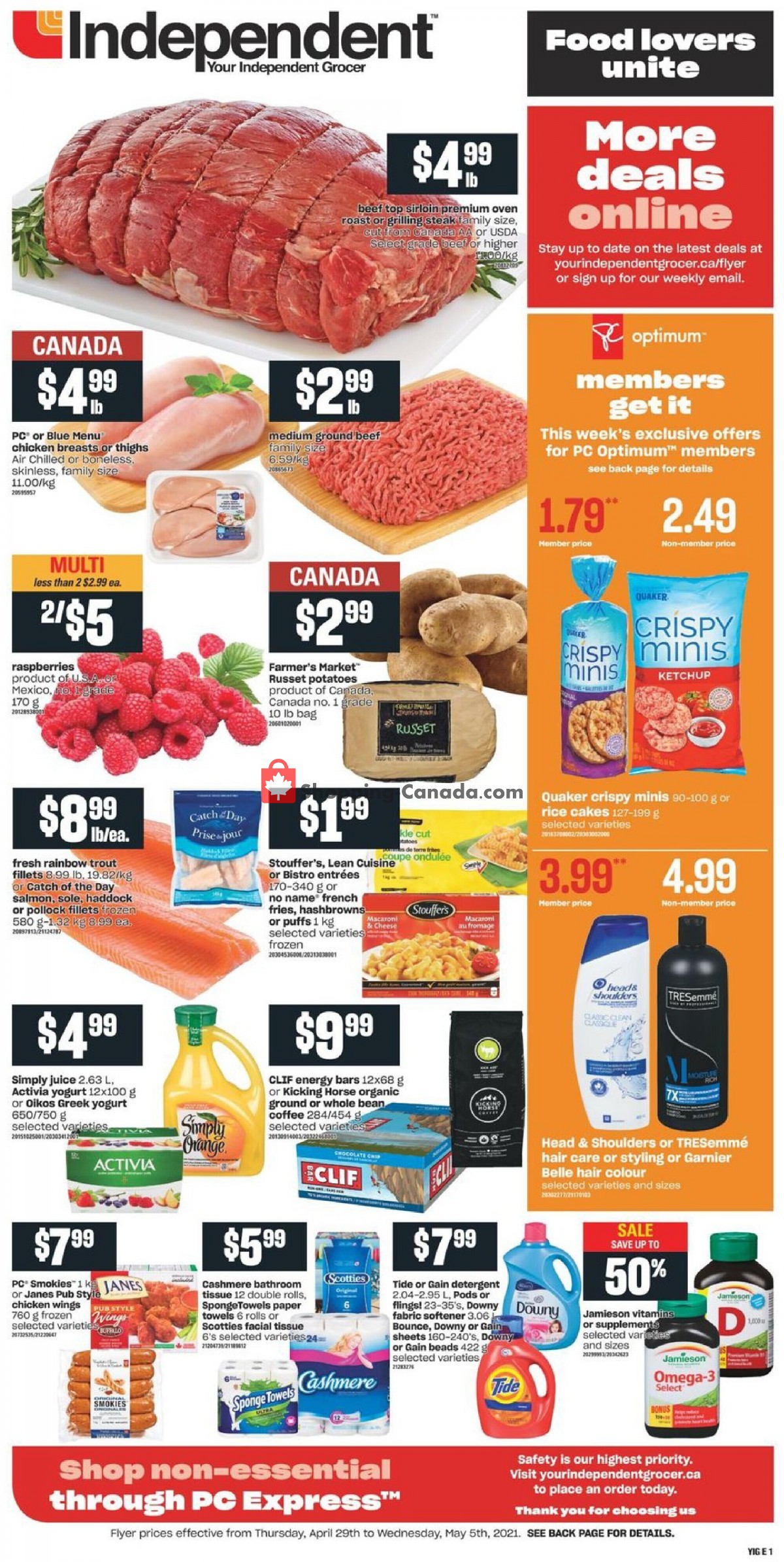 Your Independent Grocer flyer from Thursday April 29, 2021 to Wednesday May 5, 2021 - page 1