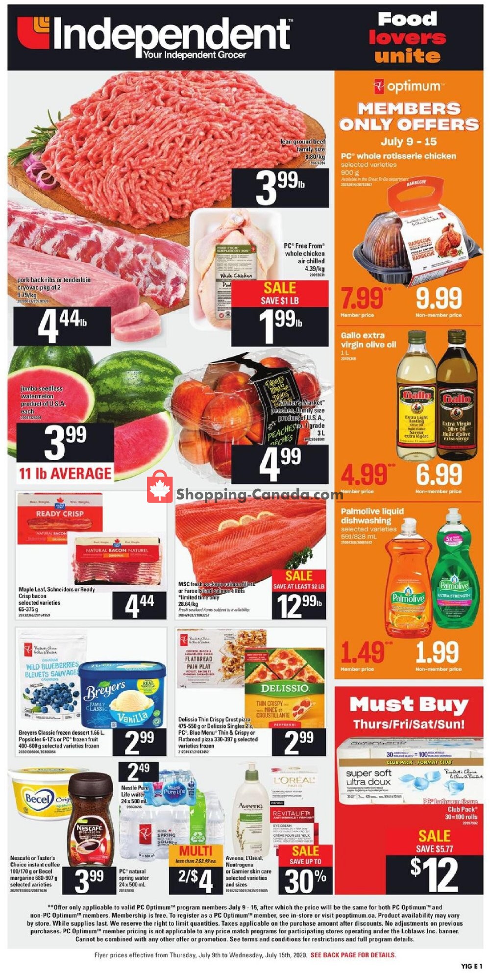 Your Independent Grocer flyer from Thursday July 9, 2020 to Wednesday July 15, 2020 - page 1