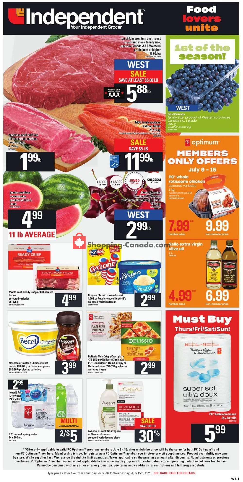 Your Independent Grocer flyer from Thursday July 9, 2020 to Wednesday July 15, 2020 - page 1