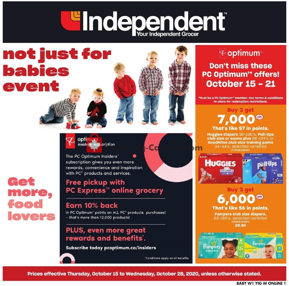 Your Independent Grocer flyer from Thursday October 15, 2020 to Wednesday October 28, 2020 - page 1