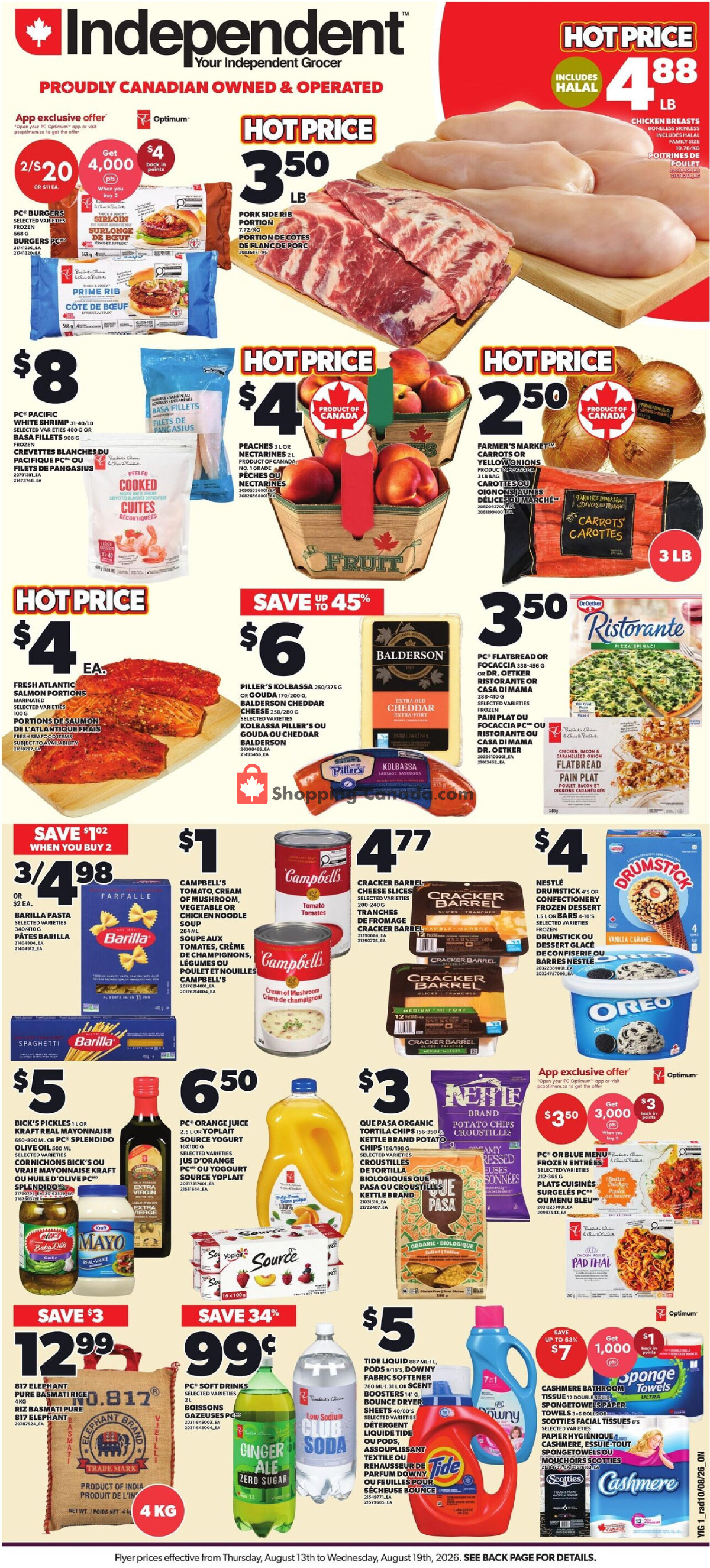 Your Independent Grocer flyer from Thursday August 13, 2026 to Wednesday August 19, 2026 - page 1