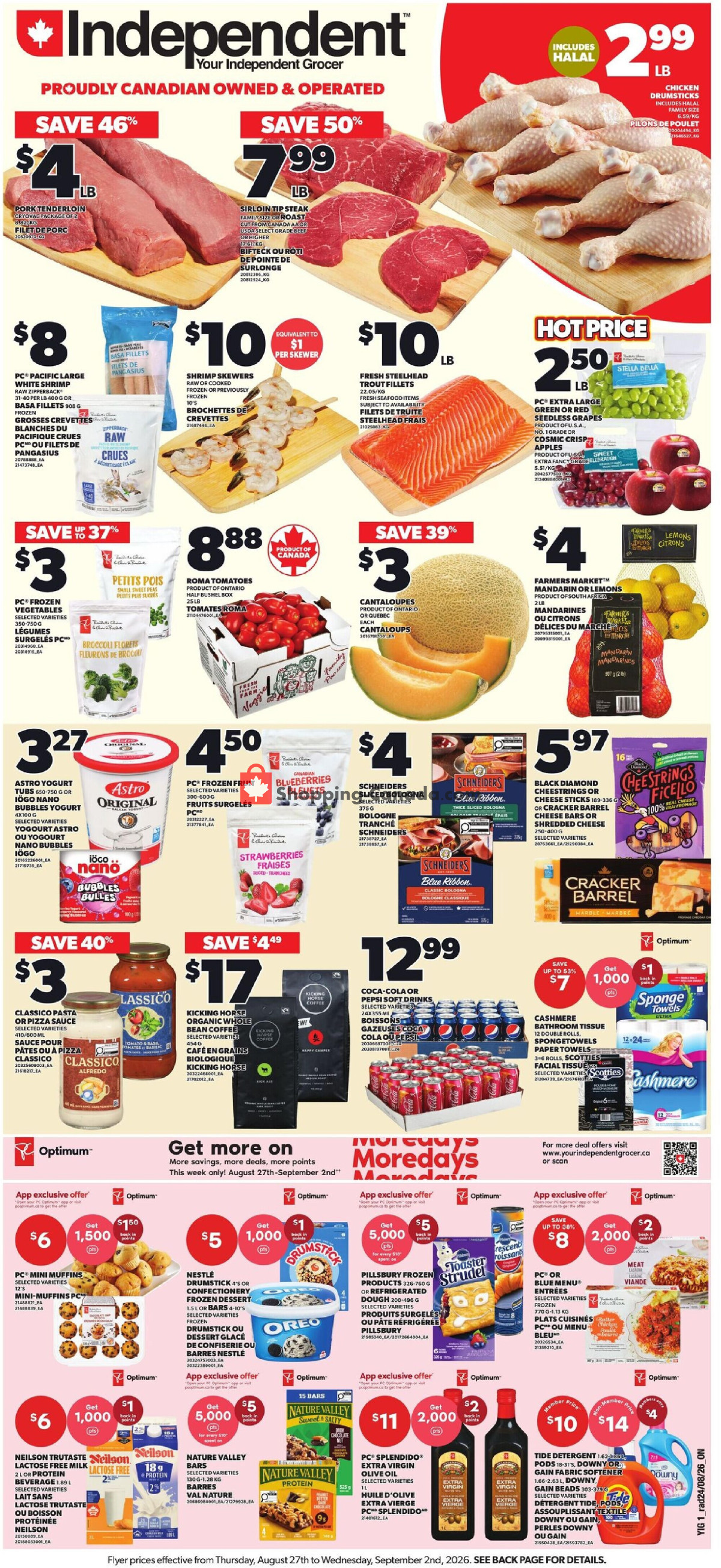 Your Independent Grocer flyer from Thursday August 27, 2026 to Wednesday September 2, 2026 - page 1
