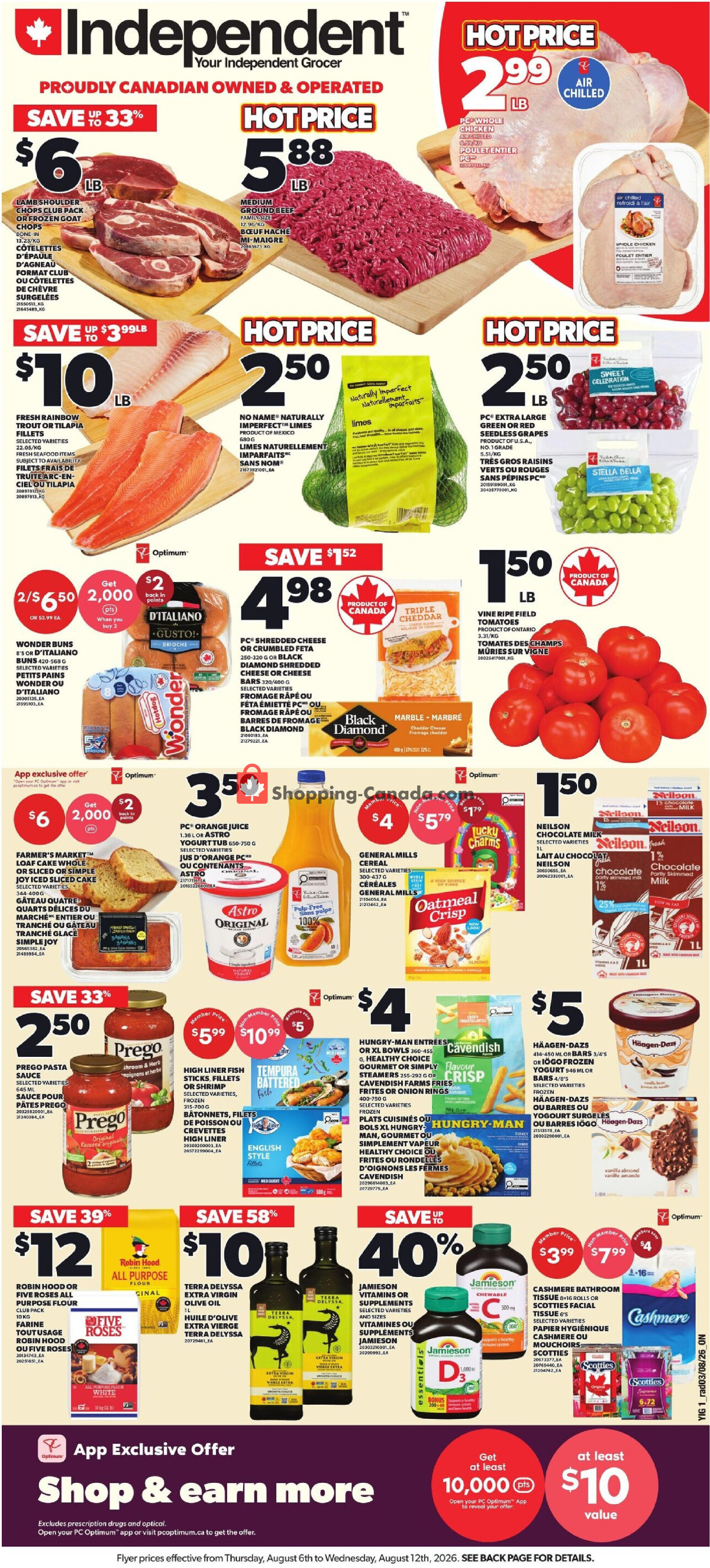 Your Independent Grocer flyer from Thursday August 6, 2026 to Wednesday August 12, 2026 - page 1