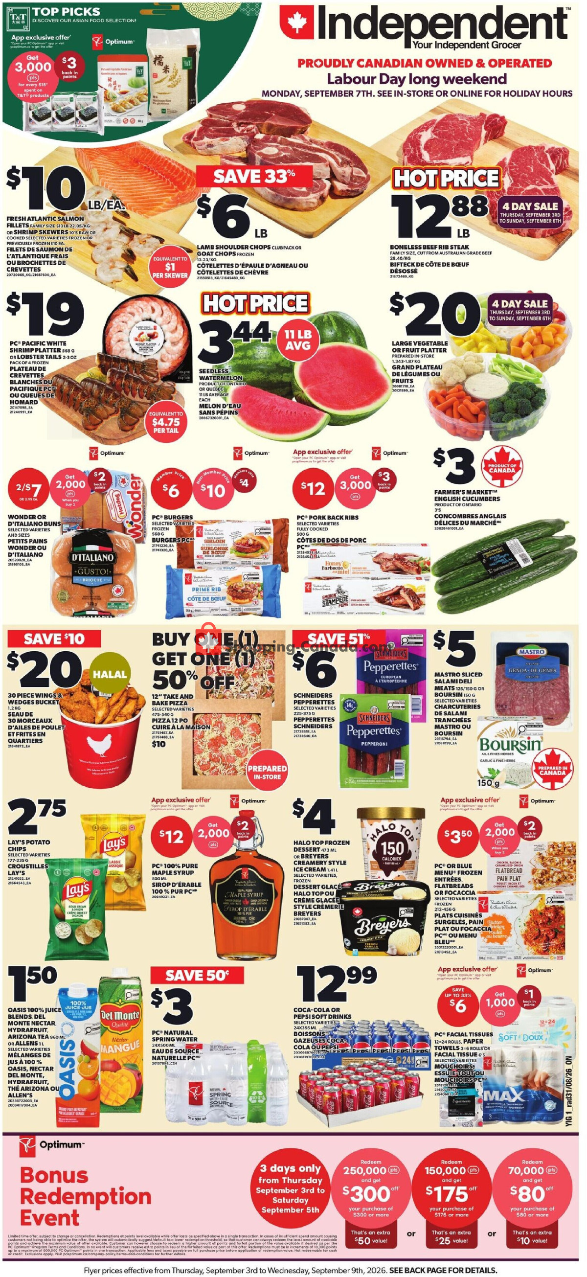 Your Independent Grocer flyer from Thursday September 3, 2026 to Wednesday September 9, 2026 - page 1
