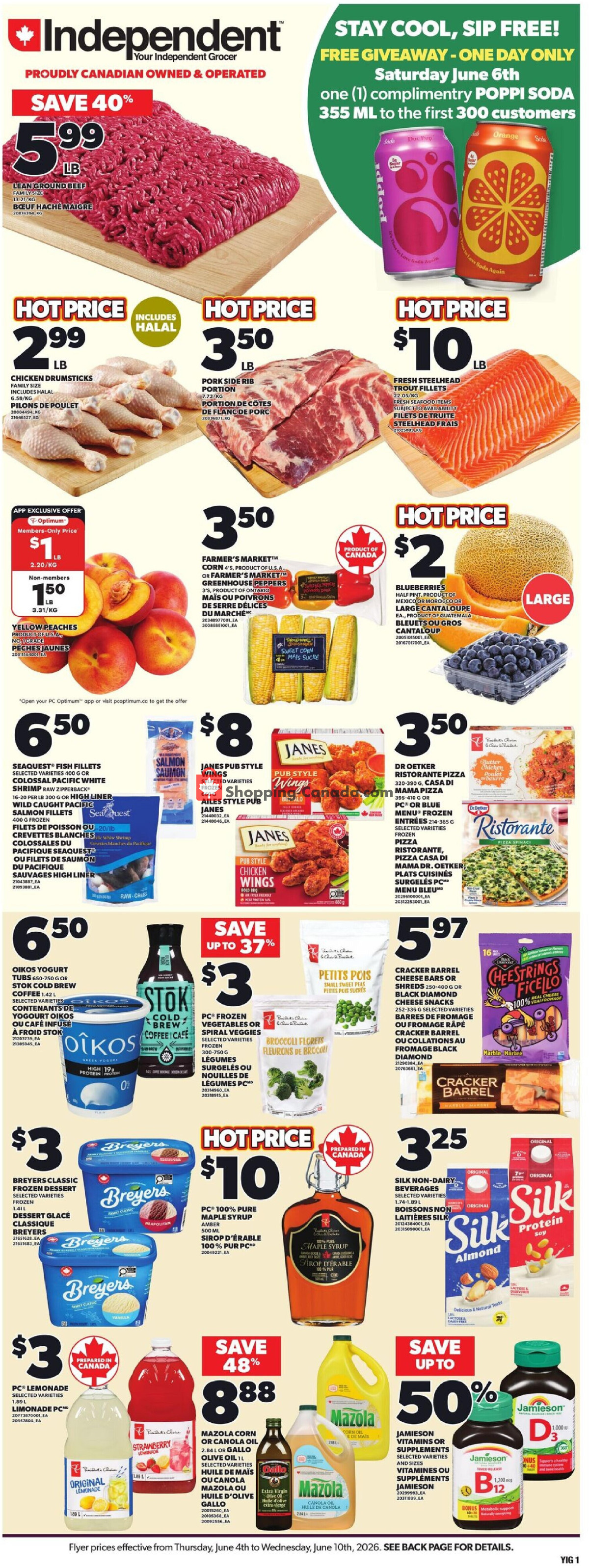 Your Independent Grocer flyer from Thursday June 4, 2026 to Wednesday June 10, 2026 - page 1