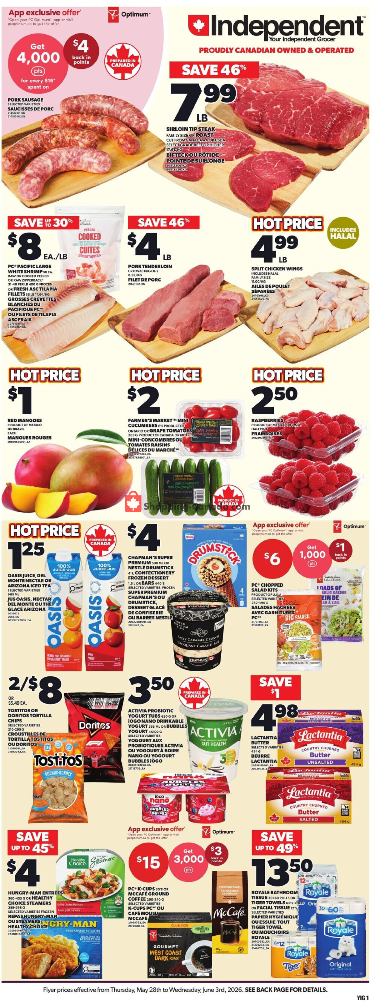 Your Independent Grocer flyer from Thursday May 28, 2026 to Wednesday June 3, 2026 - page 1