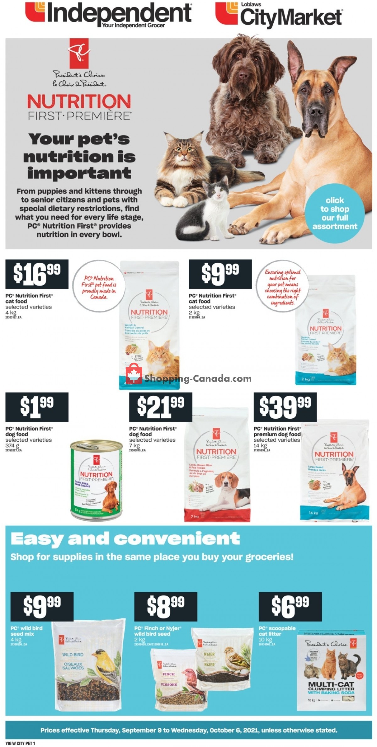 Your Independent Grocer flyer from Thursday September 9, 2021 to Wednesday October 6, 2021 - page 1