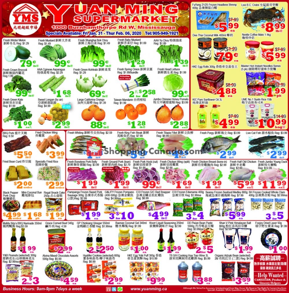 Yuan Ming Supermarket flyer from Friday January 31, 2020 to Thursday February 6, 2020 - page 1