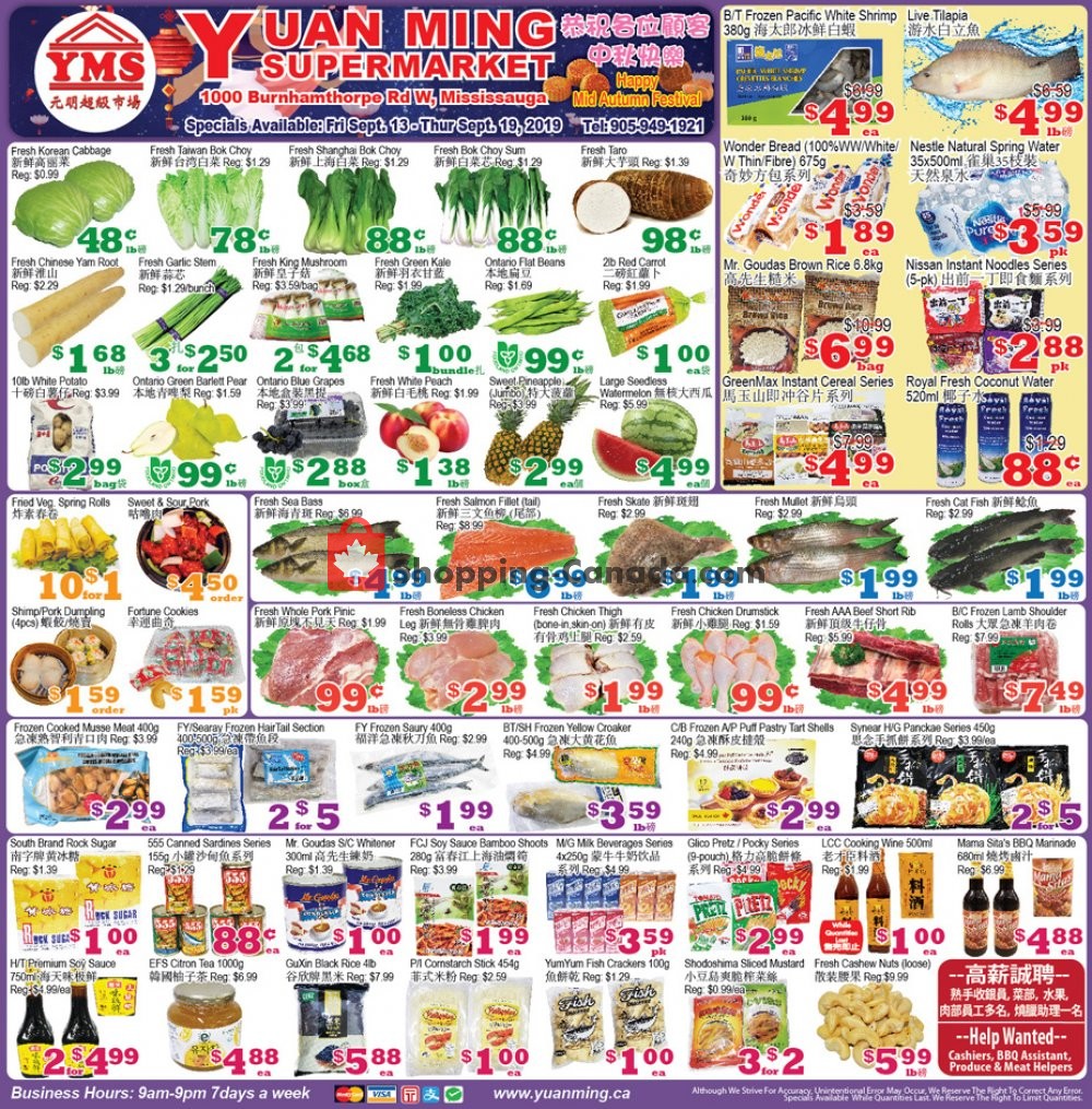 Yuan Ming Supermarket flyer from Friday September 13, 2019 to Thursday September 19, 2019 - page 1