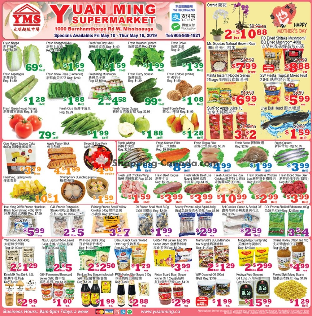 Yuan Ming Supermarket flyer from Friday May 10, 2019 to Thursday May 16, 2019 - page 1