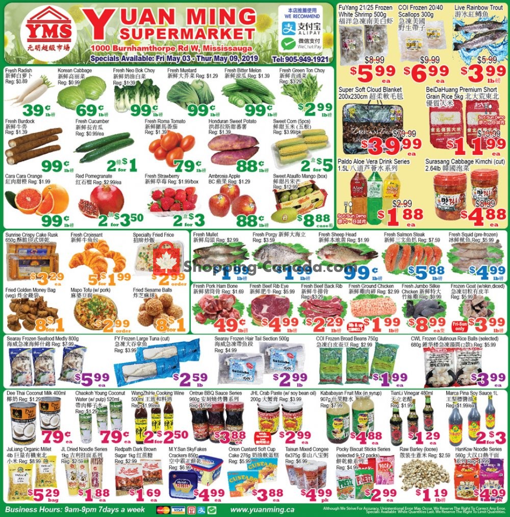 Yuan Ming Supermarket flyer from Friday May 3, 2019 to Thursday May 9, 2019 - page 1