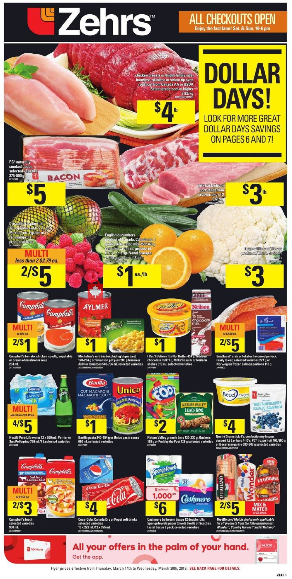 Zehrs flyer from Thursday March 14, 2019 to Wednesday March 20, 2019 - page 1