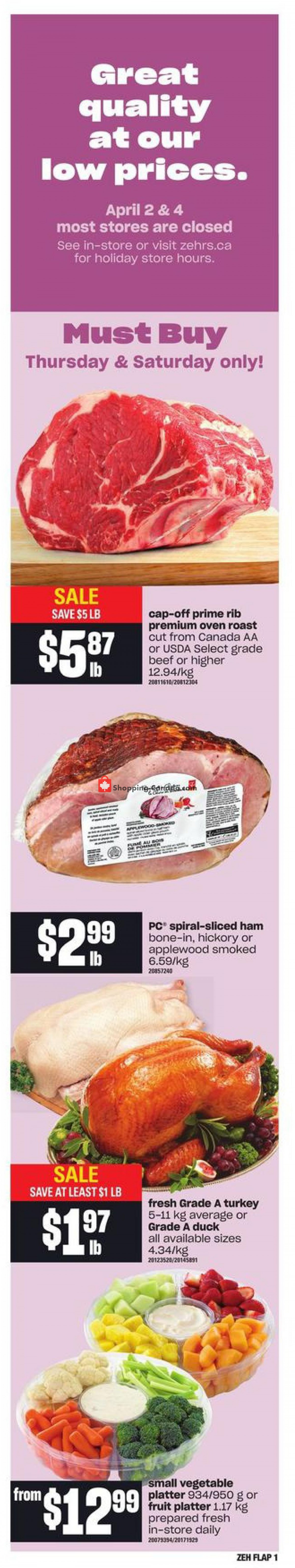 Zehrs flyer from Thursday April 1, 2021 to Wednesday April 7, 2021 - page 1