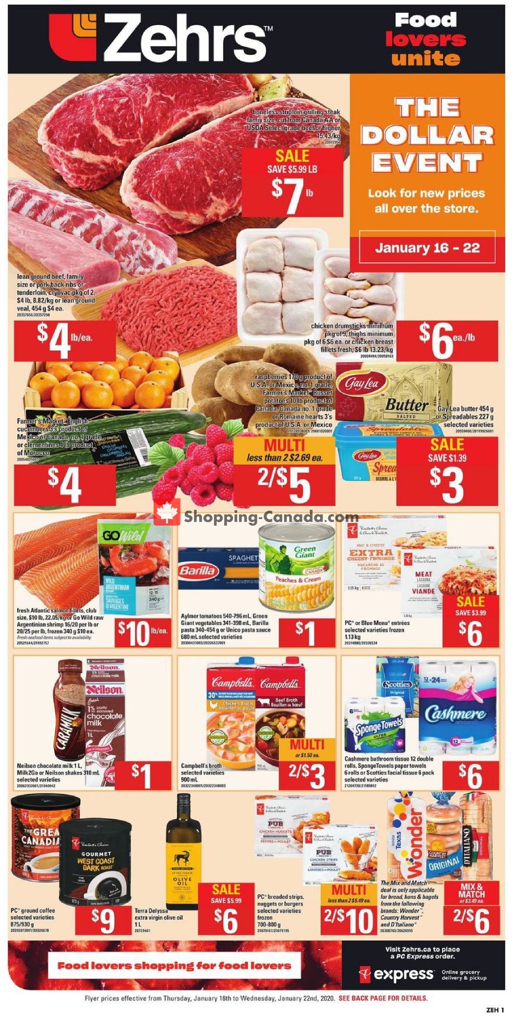 Zehrs flyer from Thursday January 16, 2020 to Wednesday January 22, 2020 - page 1
