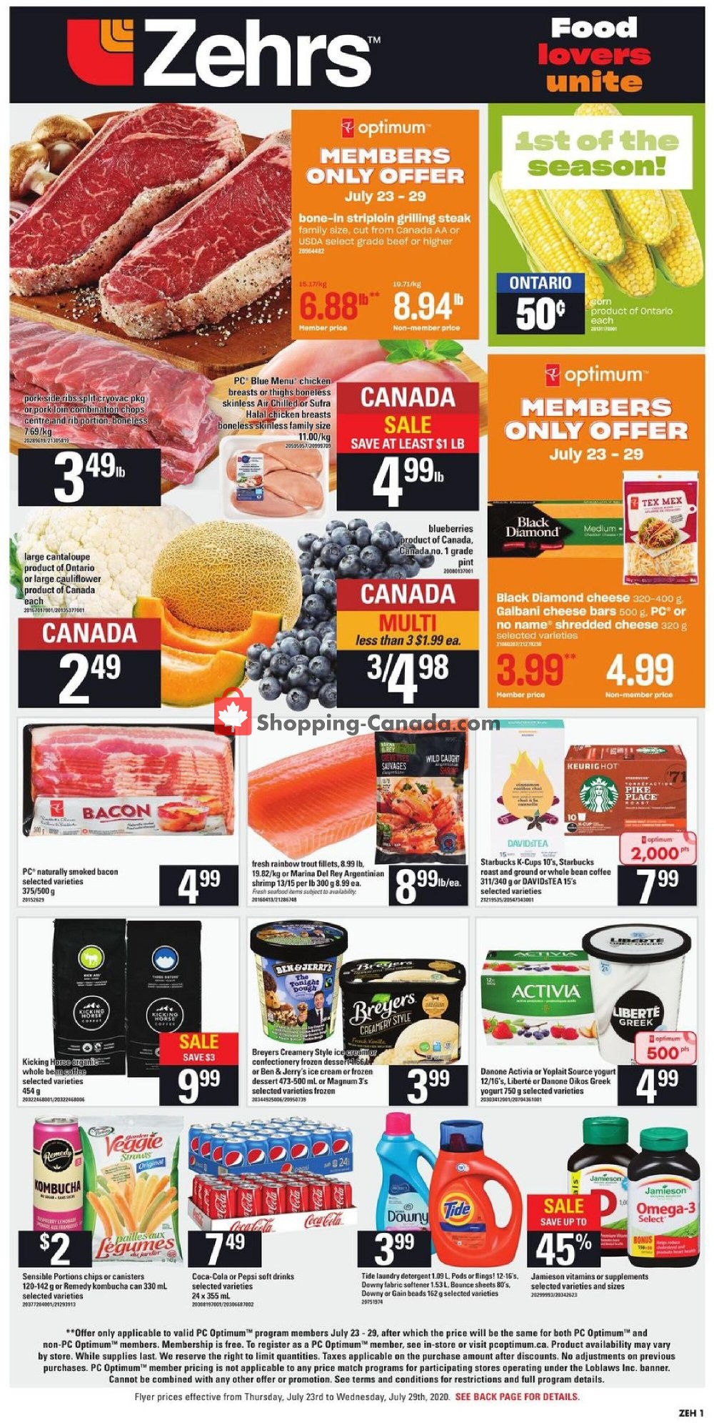 Zehrs Canada, flyer (Food Lovers Unit) July 23 July 29, 2020 Shopping Canada