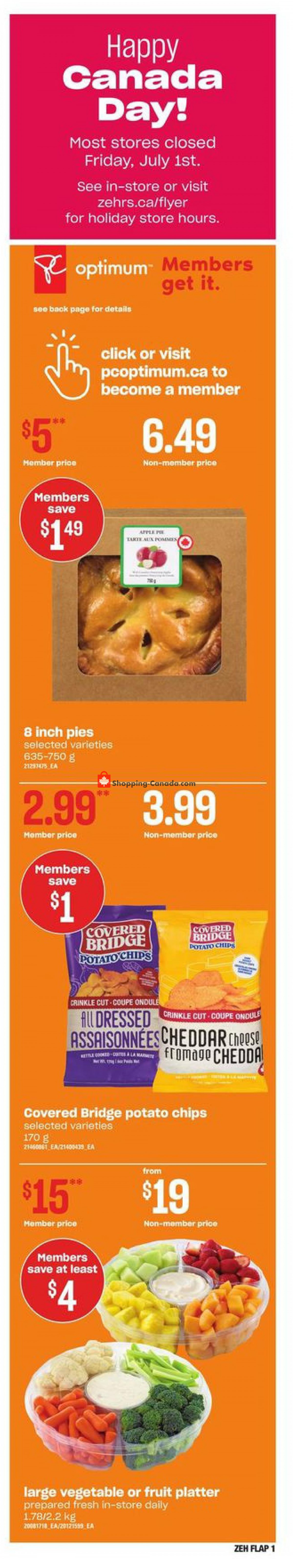 Zehrs Canada, flyer (Happy Canada Day) June 30 July 6, 2022