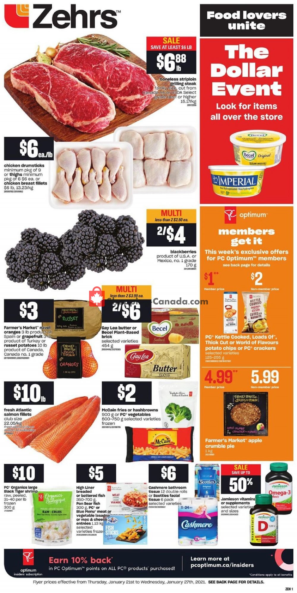 Zehrs flyer from Thursday January 21, 2021 to Wednesday January 27, 2021 - page 1